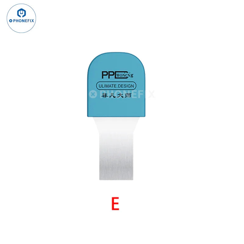 Set of 7 PHONEFIX Ultra Thin Metal Blade Phone and Tablet Opening Disassembly Tools for device repair.