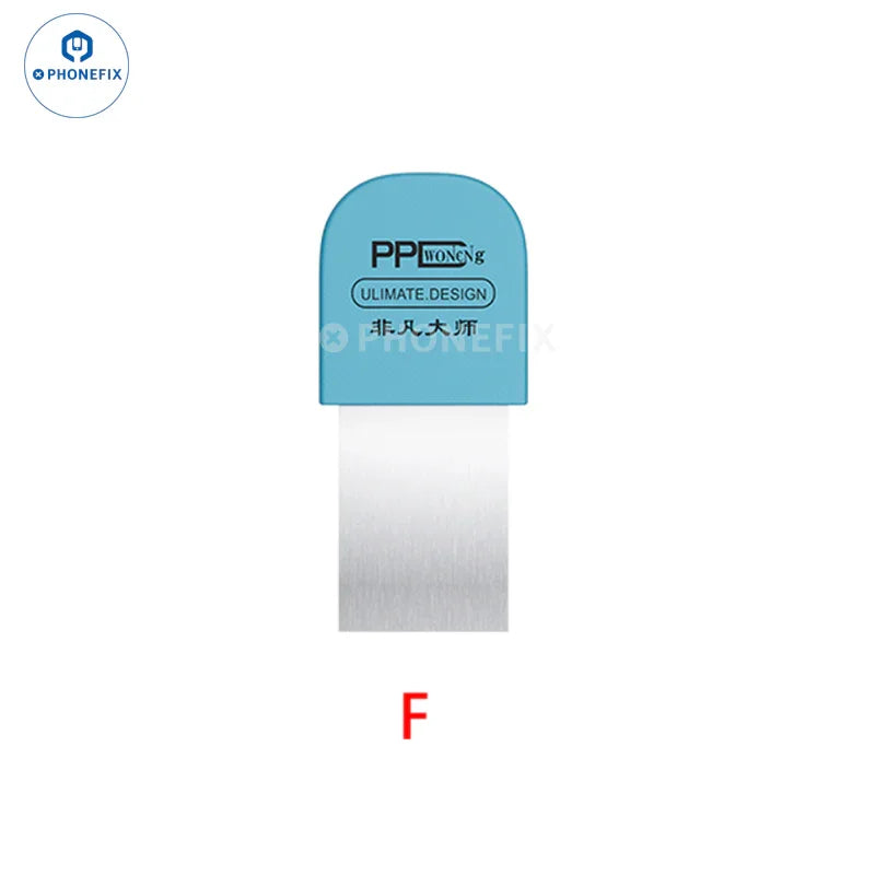 Set of seven PHONEFIX ultra-thin metal blade phone and tablet opening tools for disassembly and repair.