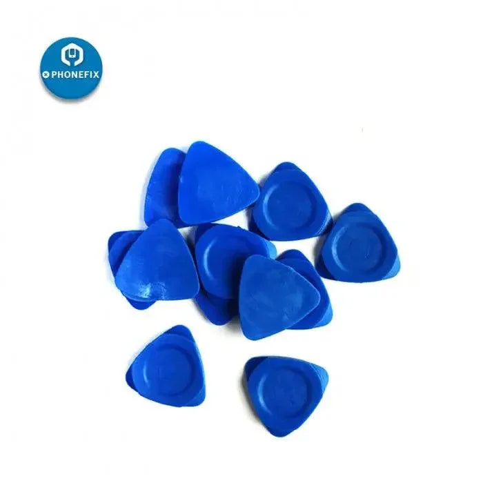 Plastic guitar pick-shaped phone opening tool by PHONEFIX for opening iPhone and iPad devices safely.