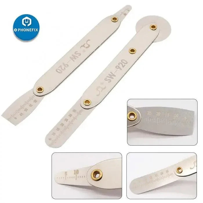 Two stainless steel disassembly roller opening tools for phone repair, soft pry blades by PHONEFIX for safe device opening.