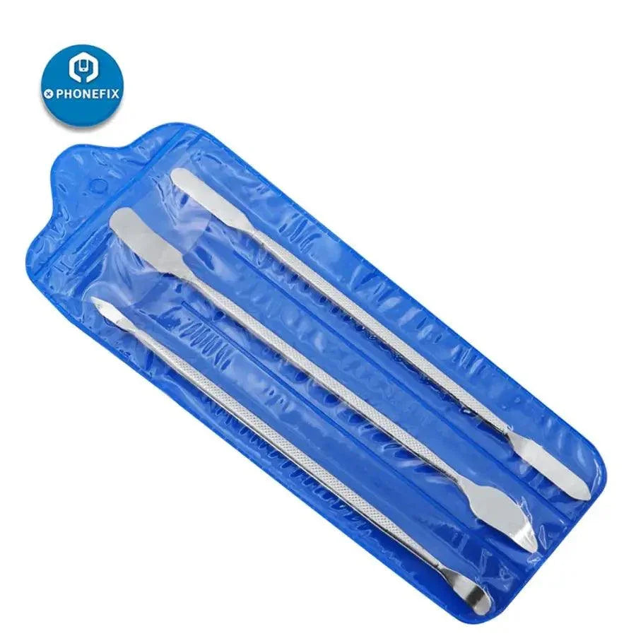 PhoneFix 8-in-1 metal pry tools set for phone and tablet repair, includes various tools for opening and prying electronic devices.