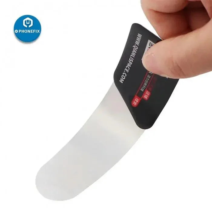 Qianli Toolplus 0.1mm curved LCD screen opening pry spudger tool for phone repair, by PHONEFIX, used for opening smartphone screens.