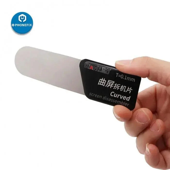 PhoneFix Qianli Toolplus 0.1mm curved LCD screen opening pry spudger tool for phone repair and screen removal.