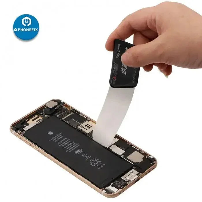 Qianli Toolplus 0.1mm curved LCD screen opening pry spudger tool for phone repair by PHONEFIX, designed for delicate screen openings.