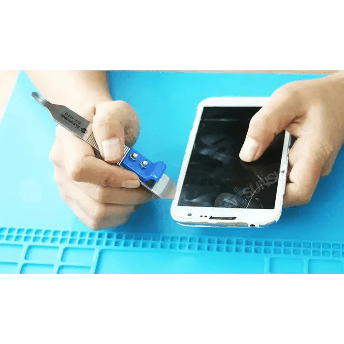 Stainless steel pry spudger for phone screen frame disassembly, PHONEFIX phone opening tool for careful phone repair.