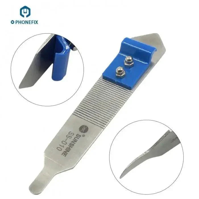 PHONEFIX SS-010 stainless steel pry spudger for phone screen frame disassembly, ideal for opening and repairing mobile devices.
