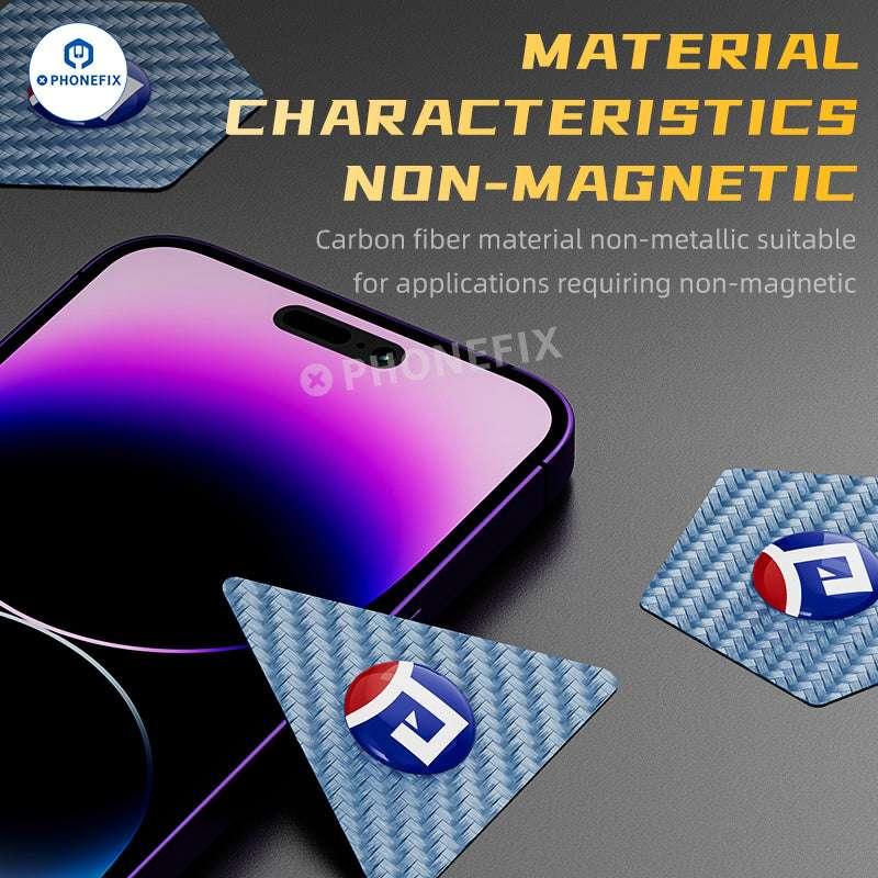 PhoneFix JTX Carbon Fiber Prying Tool and Tin Scraper for phone opening, LCD and battery removal, lightweight and durable.