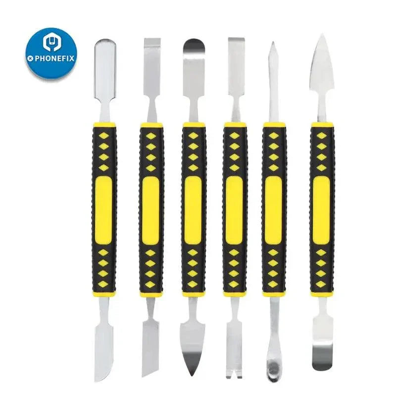 PHONEFIX 6-in-1 dual ends metal pry bar crowbar kit for mobile phone opening and repair tools.