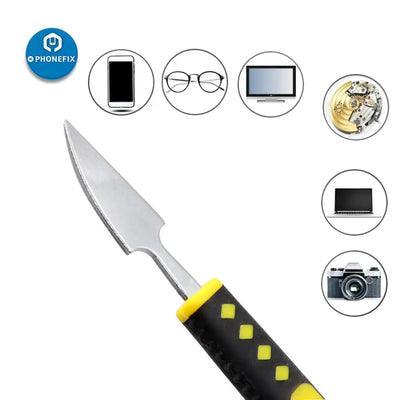 PhoneFix 6-in-1 dual ends metal pry bar crowbar kit for mobile phone opening and repair tools, with multiple tips for phone disassembly.