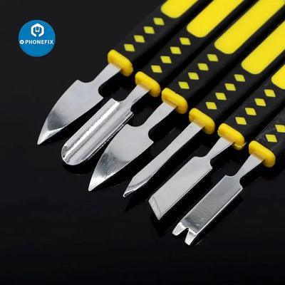 PHONEFIX 6-in-1 dual ends metal pry bar crowbar kit for opening mobile phones and electronic devices.