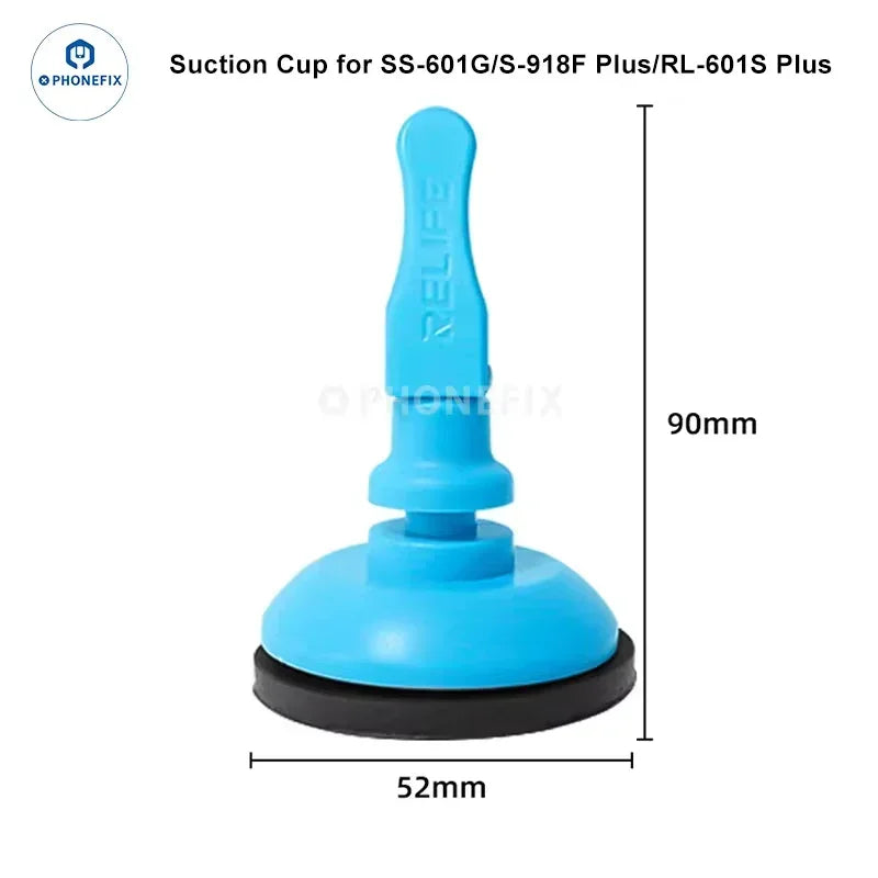 PHONEFIX RL-601S mobile phone rear glass cover removal tool with rotating fixture and suction cup for screen opening.