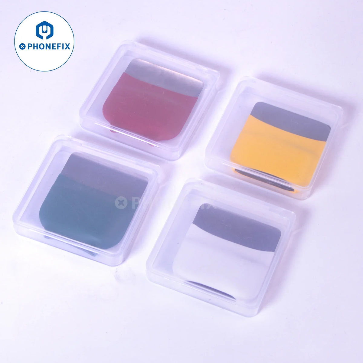 Stainless steel thin pry blade metal spudger for phone opening, PHONEFIX brand, used for safely opening mobile devices.