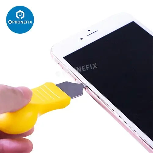 Set of three PHONEFIX short handle pry and scraper tools for phone repair disassembly, designed for safe opening and disassembly.