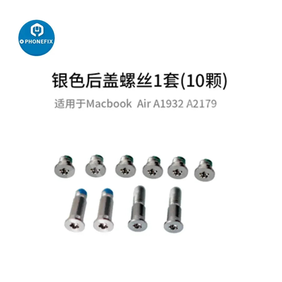 Set of 10 PHONEFIX Apple MacBook Pro Air Retina back cover screws for MacBook laptop repair accessories.