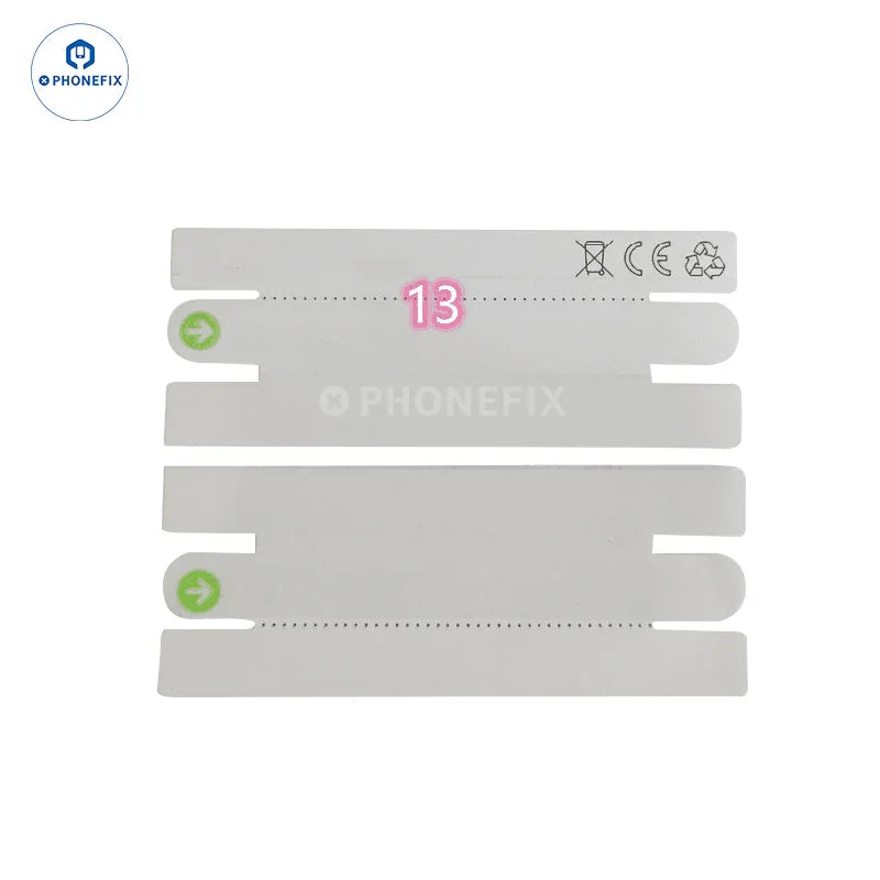 Autocollant de scellage PhoneFIX pour boîte d'iPhone 13 à 17 Pro Max, doté d'un adhésif transparent pour une fermeture sécurisée.