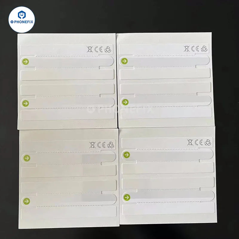 Autocollant de scellage pour boîte PHONEFIX pour iPhone 13 à 17 Pro Max, présentant un design d'accessoire de téléphone adhésif transparent.