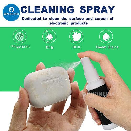 PHONEFIX multifunction cleaning brush toolkit for cell phones, earbuds, tablets, and laptops with various brushes and tools.