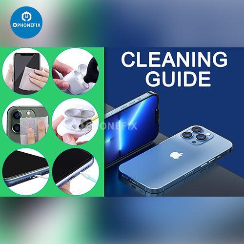 PHONEFIX multifunction cleaning brush toolkit for cell phones, earbuds, tablets, and laptops with various brush tips and cleaning tools.