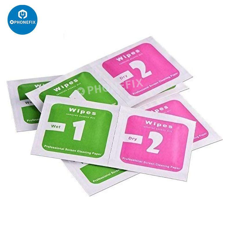 PHONEFIX 2-in-1 wet and dry screen cleaning wipes for phones, tablets, and laptops, suitable for gentle cleaning of electronic screens.