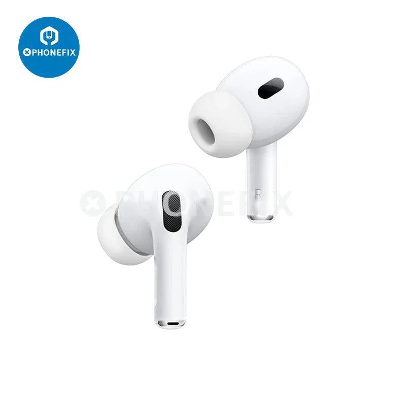 Wireless AirPods Pro 2nd/3rd generation earphones with MagSafe charging case by PHONEFIX, shown with charging case and earbuds.