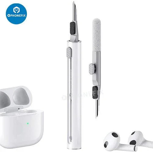 Kit de nettoyage multifonction PhoneFix pour boîtier d'écouteurs Bluetooth AirPods, comprenant des brosses et des outils pour un nettoyage en profondeur.