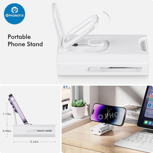 Kit de nettoyage multifonction PhoneFIX pour boîtier d'écouteurs Bluetooth AirPods, comprenant des brosses et des outils pour l'entretien de l'appareil.