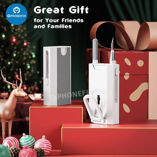 Kit de nettoyage pour boîtier d'écouteurs Bluetooth PhoneFix compatible avec les AirPods, comprenant des brosses et des outils pour un nettoyage en profondeur.