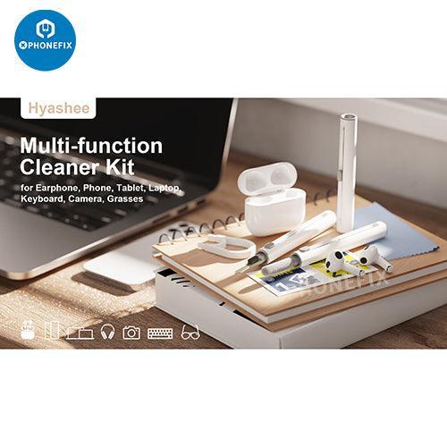 Kit de nettoyage multifonction PhoneFix pour boîtier d'écouteurs Bluetooth AirPods, comprenant des brosses et des outils pour un nettoyage en profondeur.