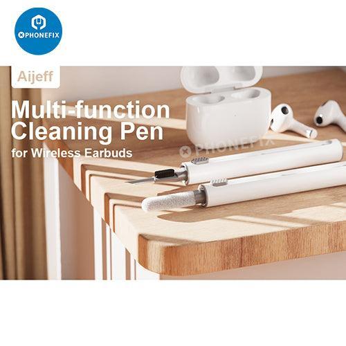 Kit de nettoyage multifonction PhoneFIX pour boîtier d'écouteurs Bluetooth AirPods, comprenant des brosses et des outils d'entretien.