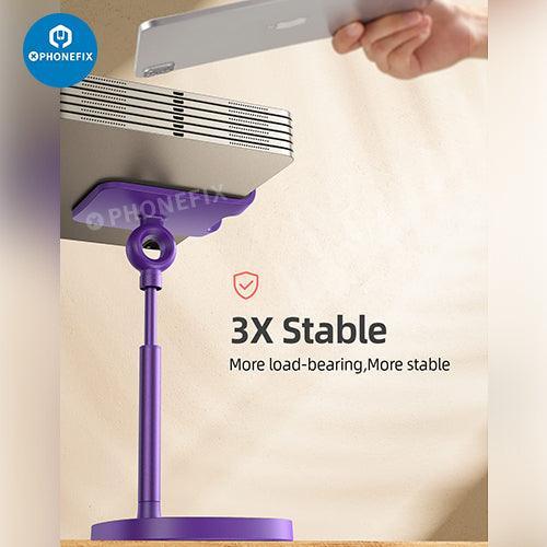 Blue PHONEFIX adjustable metal stand holder for phones and tablets, designed for repair and display purposes.
