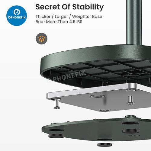 Blue multi-function adjustable metal stand holder for phones and tablets, designed for repair and viewing by PHONEFIX.