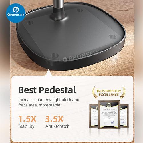 Blue PHONEFIX multi-function adjustable metal stand holder for phones and tablets, ideal for repair and hands-free use.