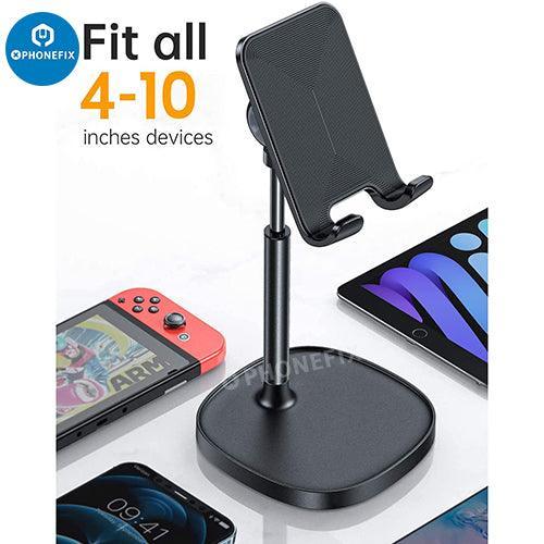 Blue PHONEFIX multi-function adjustable metal stand holder for phones and tablets, ideal for repair and hands-free use.