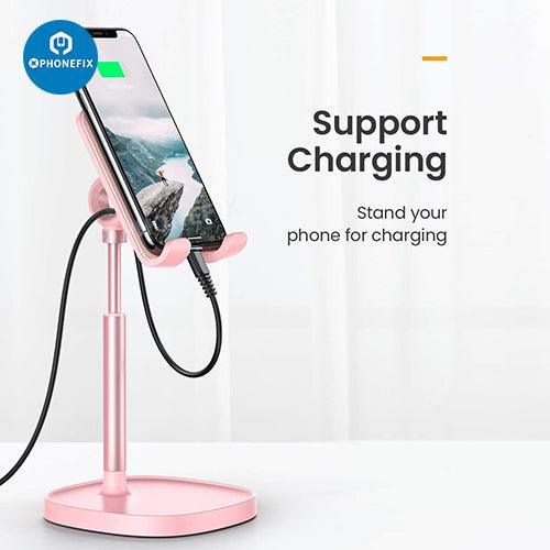 Blue multi-function adjustable metal stand holder for PHONEFIX phone and tablet repair accessories, supporting various device angles.