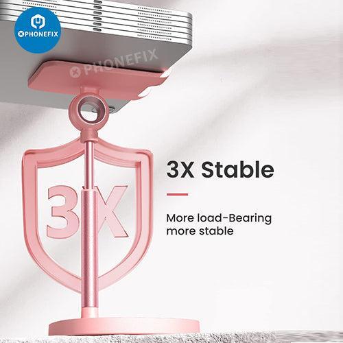 Blue PHONEFIX multi-function adjustable metal stand holder for phone and tablet repair, supporting various devices during repairs.