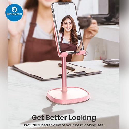 Blue multi-function adjustable metal stand for phone and tablet repair, compatible with PHONEFIX accessories.