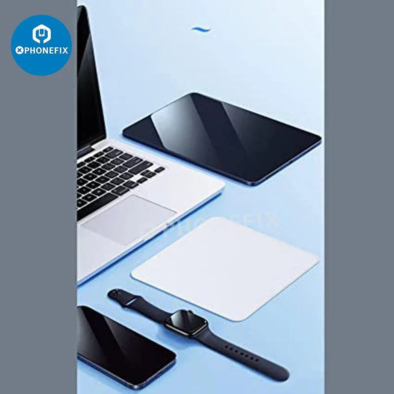 Microfiber polishing cloth for cleaning phone, watch, and tablet screens from PHONEFIX, ideal for gentle screen maintenance.