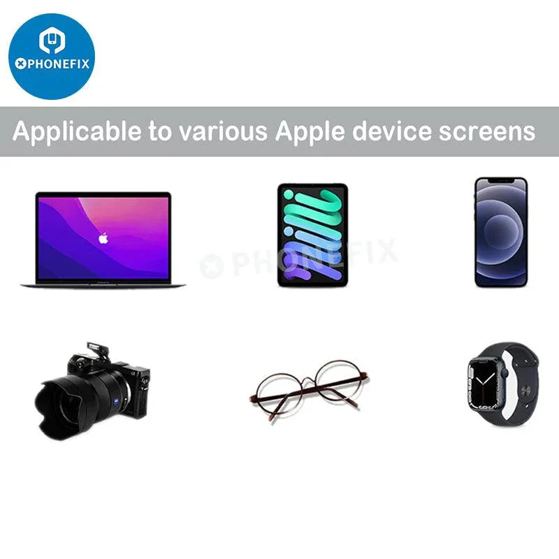 Microfiber polishing cloth for cleaning phone, watch, and tablet screens from PHONEFIX, ideal for delicate electronic device screens.