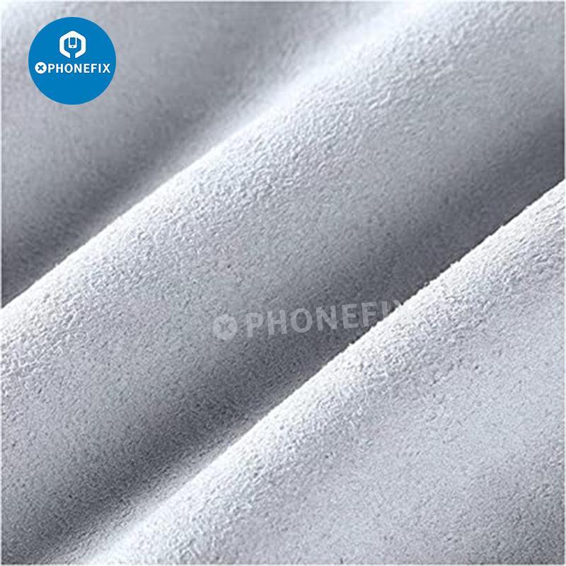 Microfiber polishing cloth for phone, watch, and tablet screens, from PHONEFIX, ideal for cleaning electronic device displays.