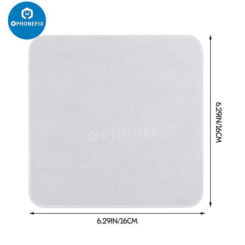 Microfiber polishing cloth for phone, watch, and tablet screens from PHONEFIX, ideal for cleaning and screen maintenance.