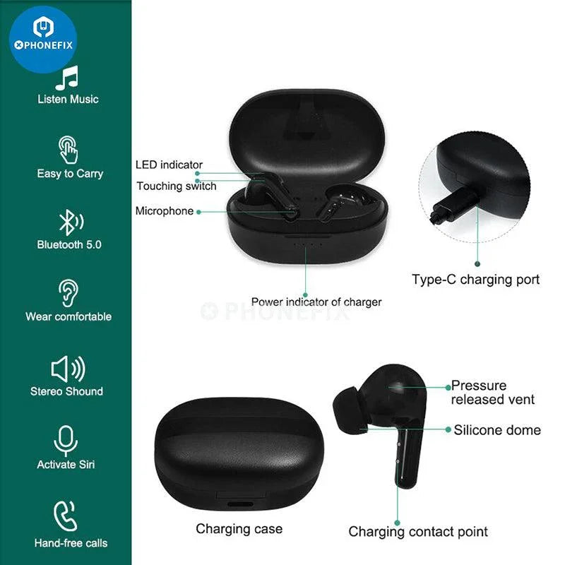 Rechargeable Bluetooth hearing aid for moderate hearing loss from PHONEFIX, shown with compact design and charging port.