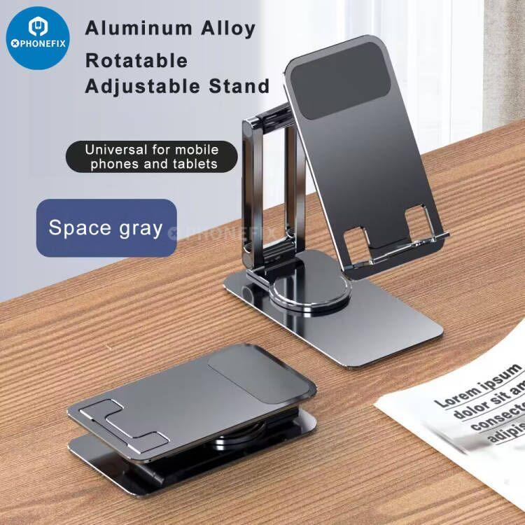 Adjustable PHONEFIX portable mobile phone and tablet desktop stand showing its flexible holder and compact design.