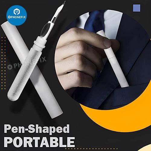 Stylo de nettoyage PHONEFIX avec brosse douce pour AirPods, téléphones et ordinateurs portables, idéal pour nettoyer les accessoires électroniques.