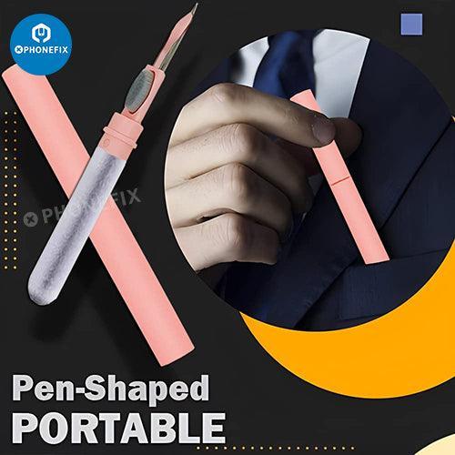 Stylo de nettoyage PHONEFIX avec brosse douce pour AirPods, téléphones et ordinateurs portables, conçu pour un nettoyage précis des accessoires électroniques.