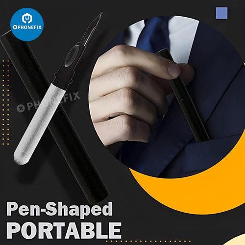 Stylo de nettoyage PhoneFIX avec brosse douce pour AirPods, téléphones et ordinateurs portables, idéal pour un nettoyage précis des appareils électroniques.