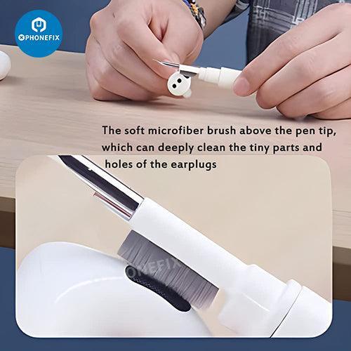 Stylo de nettoyage PHONEFIX avec brosse douce pour AirPods, téléphones et ordinateurs portables, idéal pour éliminer la poussière et la saleté des appareils électroniques.