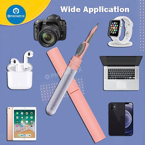 Stylo de nettoyage avec brosse douce pour AirPods, kit de nettoyage pour téléphone et ordinateur portable de PHONEFIX, conçu pour une élimination précise de la saleté et de la poussière.