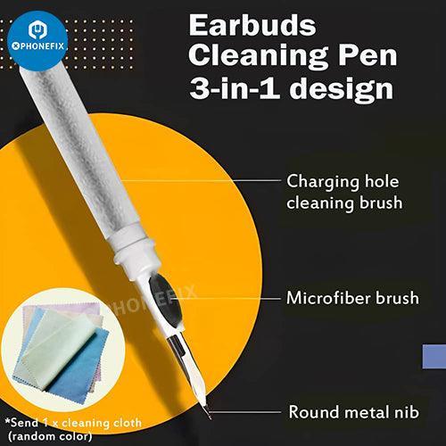 Stylo de nettoyage PHONEFIX avec brosse douce pour AirPods, téléphones et ordinateurs portables, conçu pour un nettoyage précis des appareils électroniques.