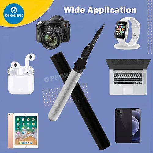 Stylo de nettoyage PHONEFIX avec brosse douce pour AirPods, téléphones et ordinateurs portables, conçu pour un nettoyage précis des appareils électroniques.
