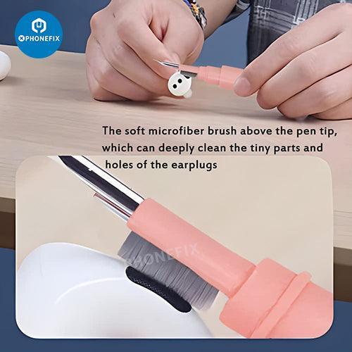 Stylo de nettoyage PHONEFIX avec brosse douce pour AirPods, téléphones et ordinateurs portables, idéal pour un nettoyage précis des appareils électroniques.
